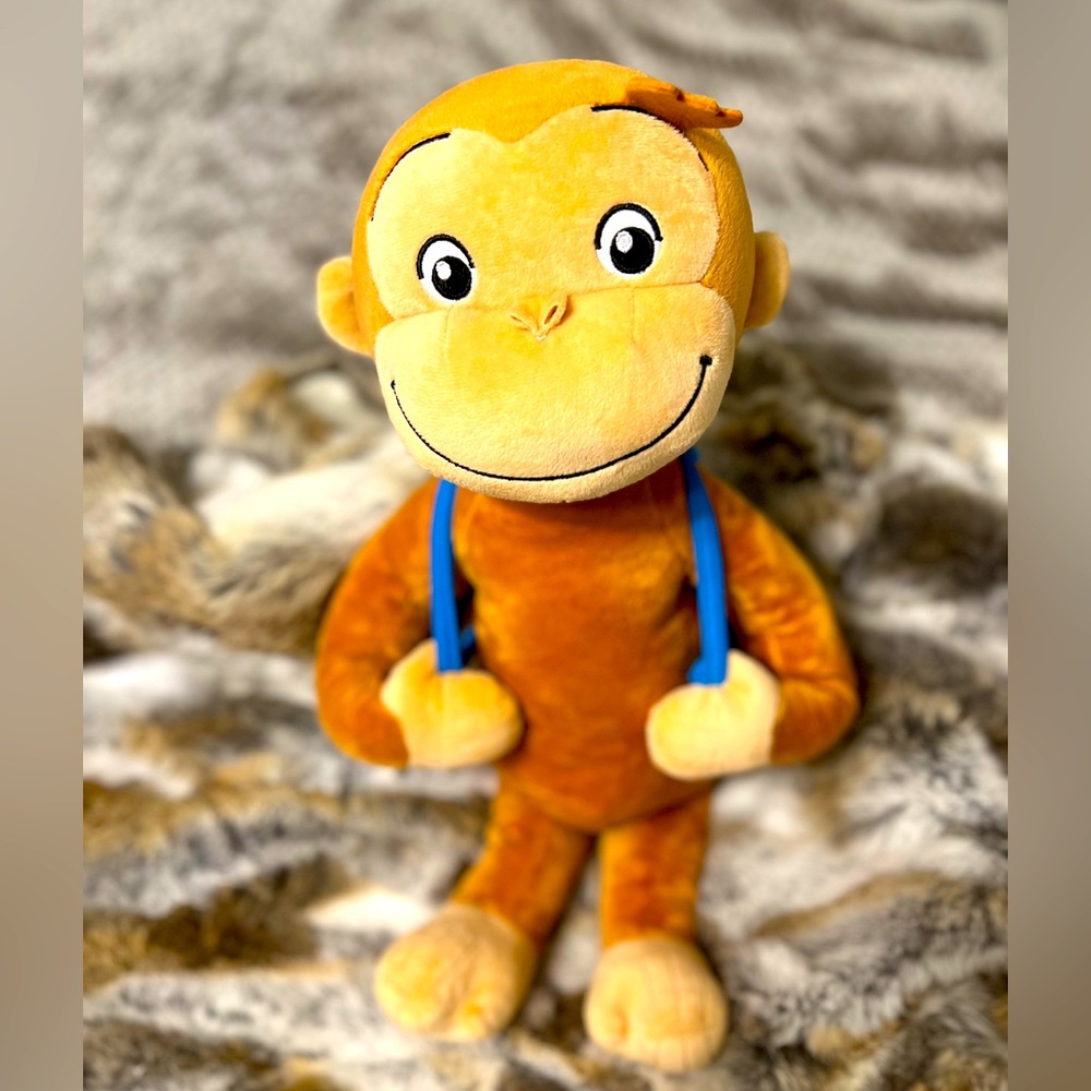 NWOT RARE Curious George jumbo Stuffed Toy 22”with backpack